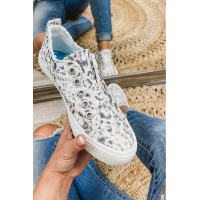 Leopard Print Laceless Slip On Canvas Shoes